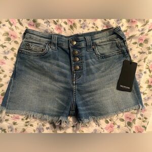True Religion Maisie high rise denim short button closure denim blue